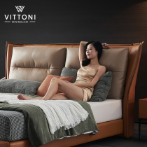 Leather headboard soft bag single floor backrest orange high-end Italian light luxury single buy 2021 new headboard