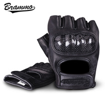 BRAMMO carbon fiber motorcycle gloves short finger outdoor riding goatskin retro motorcycle gloves half finger summer