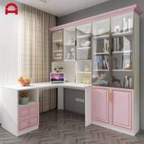 Childrens solid wood corner desk bookcase combination girl home bedroom bookshelf integrated computer writing desk calligraphy table