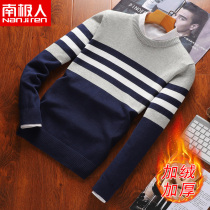 Antarctic people autumn and winter mens sweater mens Korean sweater Youth round neck plus velvet thickening trend base shirt