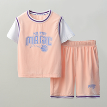 Childrens speed dry sports suit girls summer clothes boy foreign air thin summer basketball clothes girl thin clothes