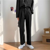 Black trousers mens straight tube loose Korean version of the trend slim slim small feet hanging casual nine suit pants set