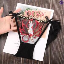 Urban sexy beauty Japanese perspective through lace underwear women sexy embroidery breifs low waist girl ultra-thin