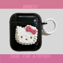 Cartoon Cartoon Kitty Cat Black Bottom Suitable for AirPods3 protective sleeve AirPods 3rd generation Apple airpods2 daipro wireless Bluetooth headphone cover protection shell