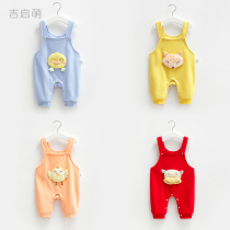 Baby strap pants spring and autumn male cute foreign air crotch thin one-piece suspender pants baby newborn female baby pants