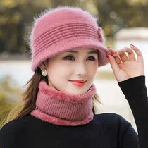 Hat female 2021 new fashion foreign atmosphere elderly mother female scarf two in one set Grandma warm hat