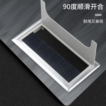 Square imitation aluminum abs plastic wire hole cover with brush threading box computer desk conference table threading hole cover
