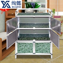 Household multifunctional bowl Wan cabinet kitchen shelf with door cabinet simple storage storage Lv aluminum alloy Assembly