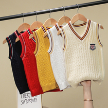 Child Knit Vest 2021 Spring Autumn New Middle Child Girl Hair Line Plus Suede Thickened Boy Sweater Waistcoat Waistcoat