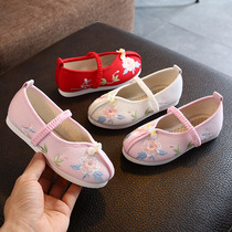 Girls Hanfu embroidered shoes Chinese baby shoes old Beijing ethnic style non-slip antique dance shoes Childrens cloth shoes
