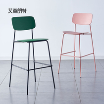 Nordic bar chair home simple wrought iron bar stool plastic bar chair backrest high stool front bar high chair
