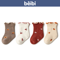 Babe 2021 baby socks spring and autumn cotton girl 1-3 years old cute super cute autumn thin pine socks girls