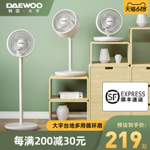 South Korea Daewoo fan Floor fan Folding wind power household small dormitory air circulation shaking head first-class tower fan