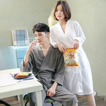 Bathrobe womens thin spring and autumn long style lovers sleeping robes Summer absorbent speed dry hotel mens bath clothes ice silk morning gown pajamas