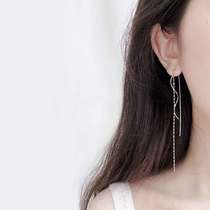 Pure Silver Streaming Suear Line Female Summer Temperament Long earrings Earrings Small Earrings Trinkets Bestie Girlfriends Gift