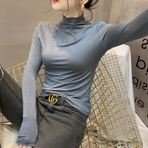 Modal base shirt women long sleeve t-shirt half high collar spring and autumn winter 2021 new black interior