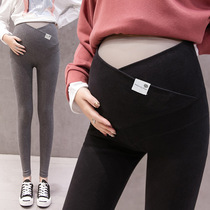 Japanese pregnant women leggings wear spring and autumn tide mother plus velvet thick elastic cross belly pants autumn and winter pregnancy