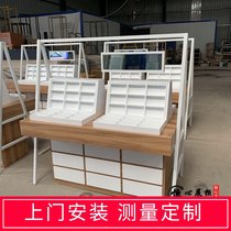 Glasses cabinet paint free solid wood glasses shop counter iron display cabinet shelf whole store custom glasses display cabinet