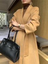 21 Autumn and winter new double-sided cashmere coat womens medium-length small man thin temperament thick wool coat