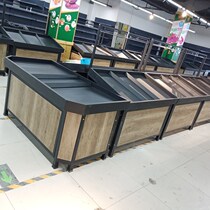 Supermarket vegetable and fruit display stand multi-functional fresh shelf fruit store steel wood island display stand fruit and vegetable shelf