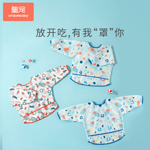 Real-spoiled baby eating bib Baby waterproof coveting meals for children Muzzle Hood Coat drawing Anti-dressing Summer thin