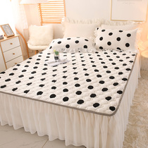 Coral Velvet crystal velvet thickened cotton non-slip dot bed skirt three-piece set bed cover bed cover single piece dust cover cover