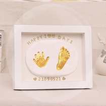 Baby footprints handprints foot prints Baby Full Moon commemorative photo frames childrens new permanent hands and feet 100 days