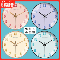 Wall clock solid color Classic living room table creative Nordic clock home fashion bedroom super quiet simple clock Wall