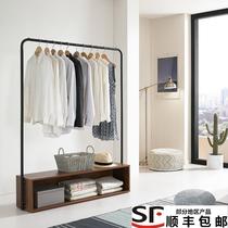 Bedroom drying rack floor-to-ceiling simple single pole hanging clothes rack simple coat rack wooden storage rack