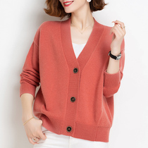 Di Tudun 100% pure wool cardigan women loose mother sweater autumn winter fashion age sweater coat