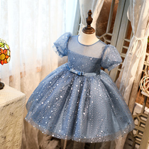 Childrens high-end dress Princess dress foreign girl birthday flower girl birthday flower girl wedding performance stage skirt host puffy gauze