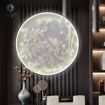 New Chinese Natural Jade Relief Screen Stone Background Wall Living Room Sofa Background Wall Genguan Gangway Background Wall