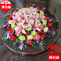 Hotel Restaurant Round Table Flowers Fake Flowers Turntable Emulation Flower Pendulum Flowers Hotel Tabletop Floral Decoration Silk Flower Suit