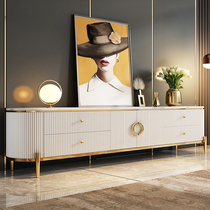 Light luxury modern rock panel TV cabinet Coffee table combination Simple living room furniture can be customized Marble bedroom floor cabinet