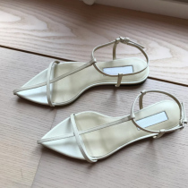 Womens shoes with pointed open-toed sandals simple and not simple good-looking on the feet~thin-belt flat sandals