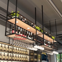 Bar hanger Wine rack Hanging shelf Restaurant wall-mounted wine cabinet Upside down wine glass rack Clear bar bar hanging cabinet