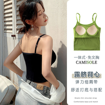 Small Harness Underwear Integrated text Breasted Vest Woman With Chest Cushion Outside Wearing Inner Lap Bra White Underwear Cup Hood Beauty Back