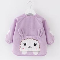 Baby cover waterproof autumn and winter new childrens crystal velvet long-sleeved anti-dressing boy rice pocket girl bib rice coat