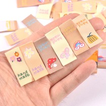 Clothing collar label cute mushroom pumpkin color handmade accessories folded cloth label DIY cloth sticker clothing label 50 pieces