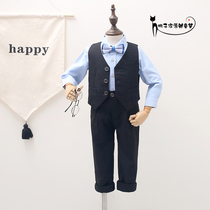 Boy suit suit three-piece British Korean version of handsome flower girl wedding British style child suit birthday dress