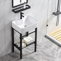Small-sized floor-standing ceramic washbasin toilet washbasin black bracket balcony column Basin