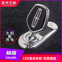 Lincoln vertical mark MKZ Adventurer Continental MKC modified luminous car logo lamp hood decorative sticker cover car logo