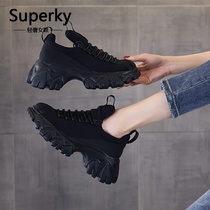 Black daddy shoes female ins tide 2021 spring and summer new breathable super fire wild casual thick-soled increase womens shoes