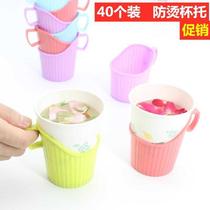 6 disposable paper cup cup holder sleeve thickened plastic corrugated cup holder tea ceremony heat insulation anti-scalding hand cup cover base