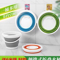 Folding bucket large home art travel car with cover outdoor fishing bucket foldable portable