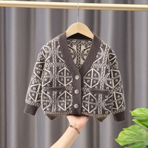 Boy sweater cardiovert 2022 Korean version of the new spring and autumn baby Children loose blouses jacket needle weaselwear