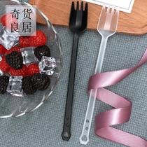 Disposable milk tea roasted grass spoon long handle fork spoon 21cm individually packed milk tea shop special fruit tea fork