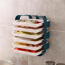 Wall-mounted matching dish kitchen prepared vegetable domestic drain vegetable rack multilayer free punching hot pot tray Tray Day Style Matching Dish