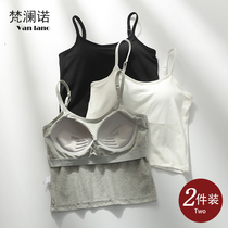 Camelette vest womens summer outer cotton integrated with chest pad thin bottom with white black underwear back bra