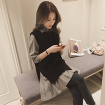  Suit womens early autumn light ripe thin suit two-piece suit fat mm temperament Western style dress sweater age-reducing popular